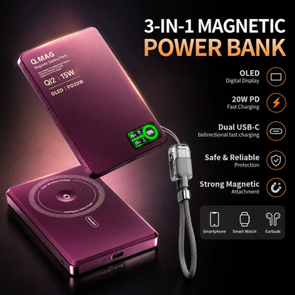 CrownQu Fast Magnetic Wireless Power Bank for iPhone Users