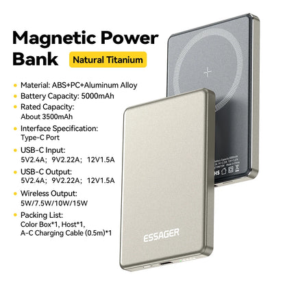 Essager Magnetic Wireless Power Bank 5000mAh 20W Fast Charging for iPhone