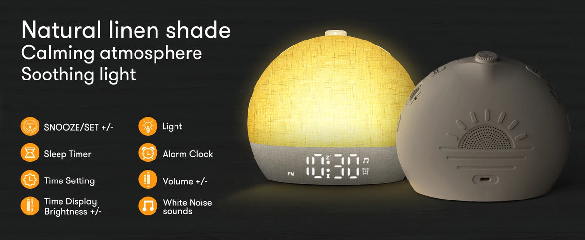 Sunrise Alarm Clock With White Noise RGB Night Light for Better Sleep
