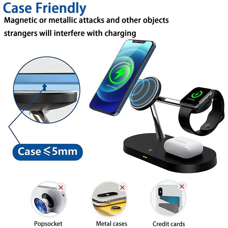 AVXRUA Fast 3-in-1 Wireless Charger Stand for Apple Users