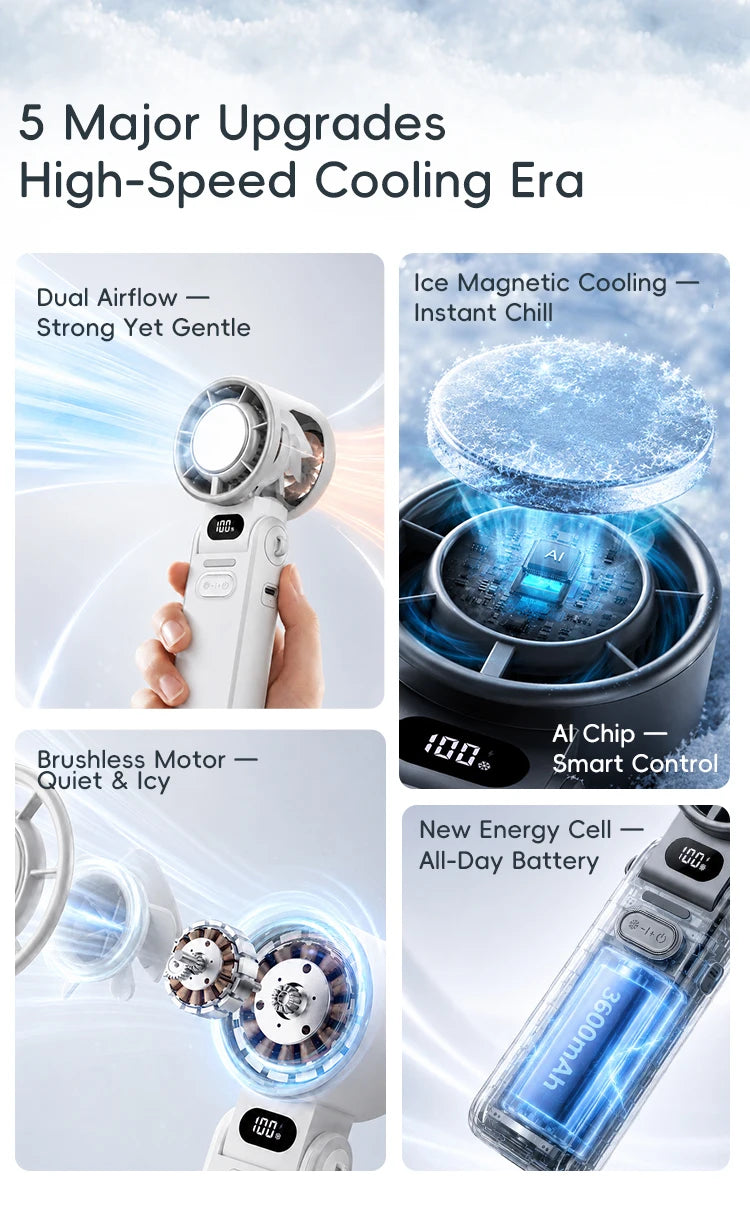 Kinscoter Handheld Fan, 100-Speed Cooling for Travel