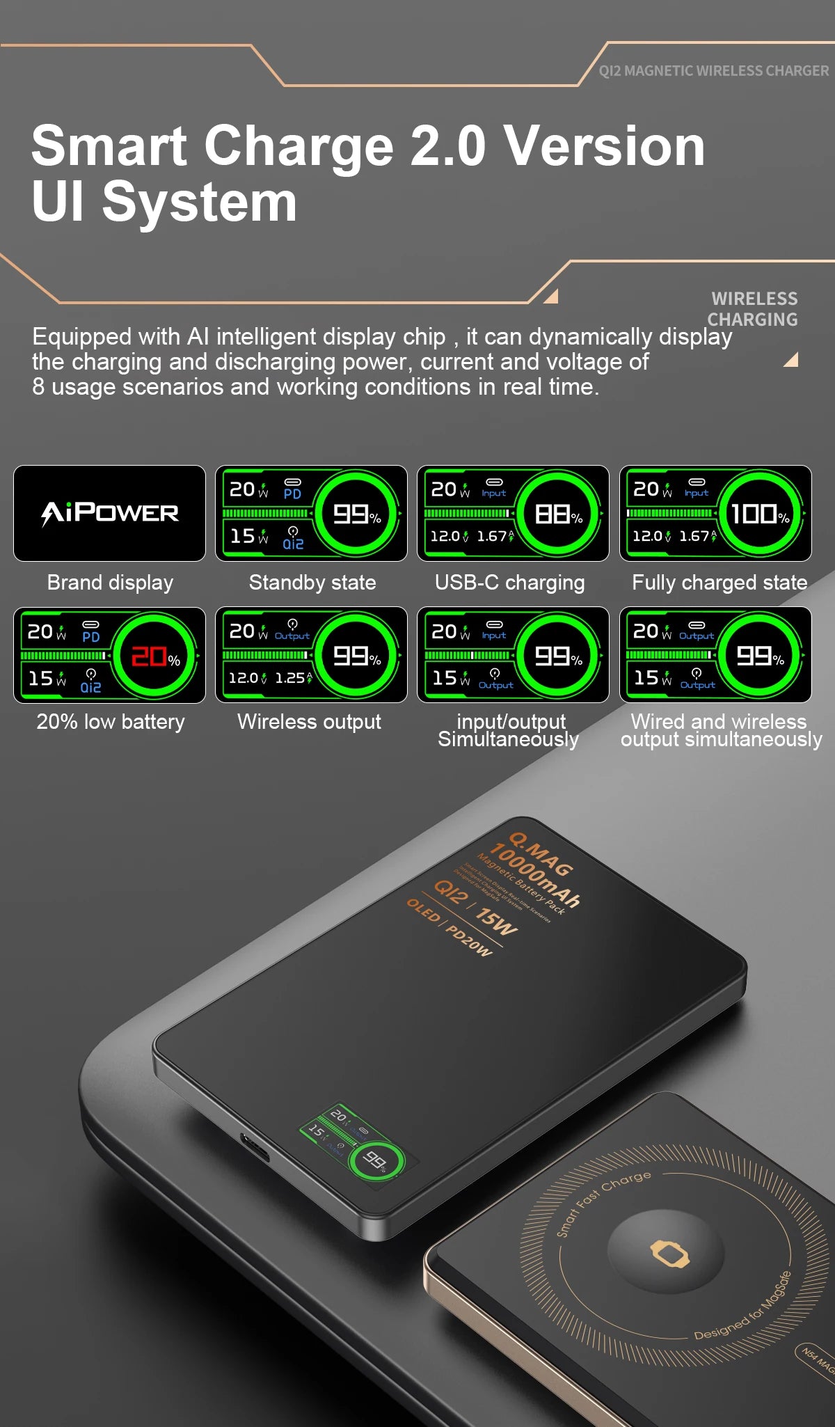 CrownQu Fast Magnetic Wireless Power Bank for iPhone Users