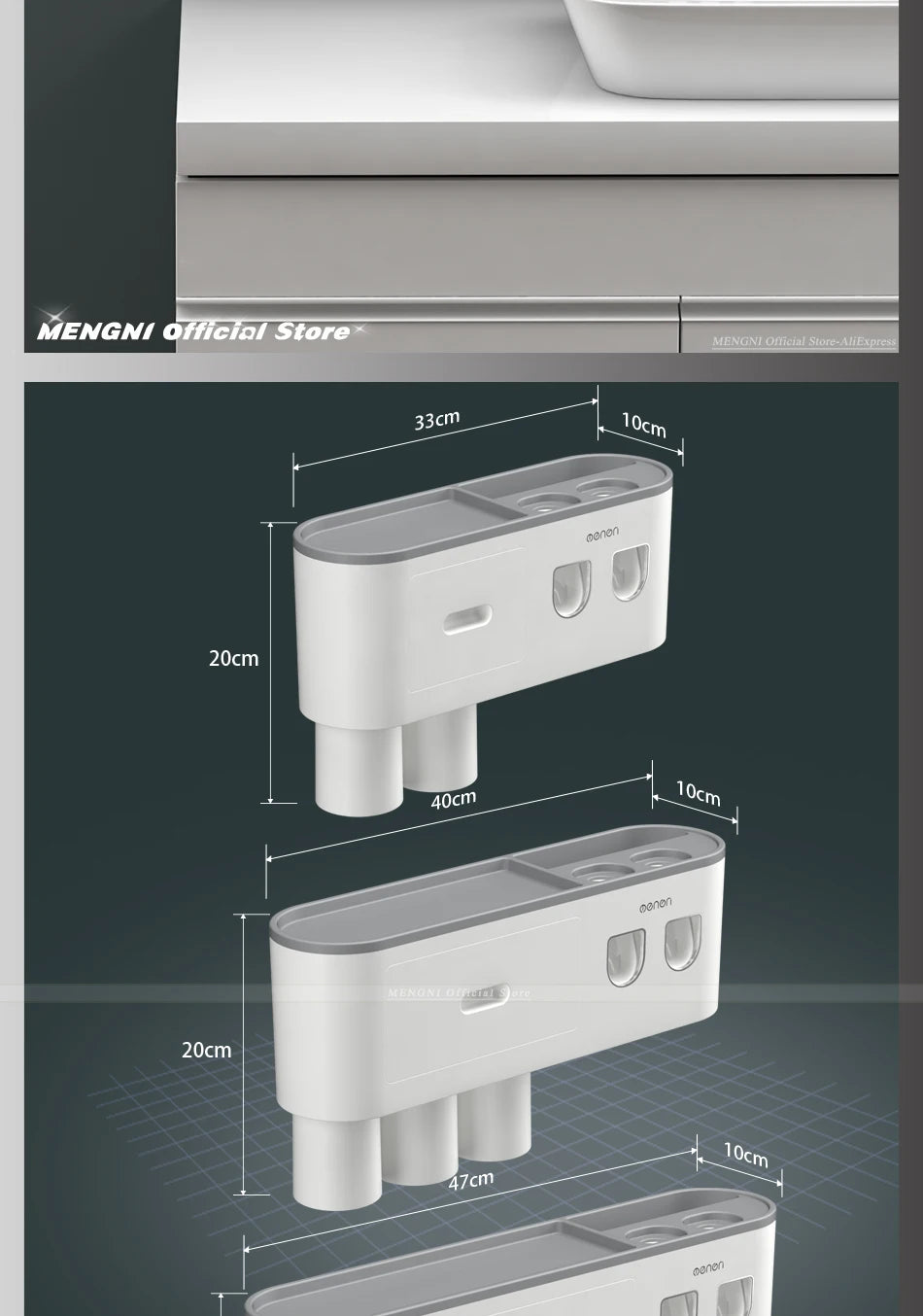 MENGNI Magnetic Wall Toothbrush Holder With Toothpaste Squeezer