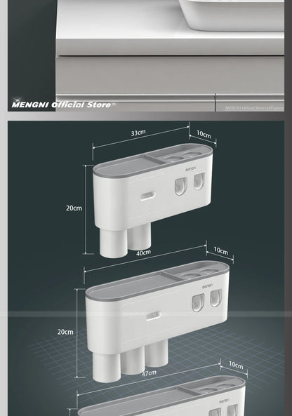 MENGNI Magnetic Wall Toothbrush Holder With Toothpaste Squeezer