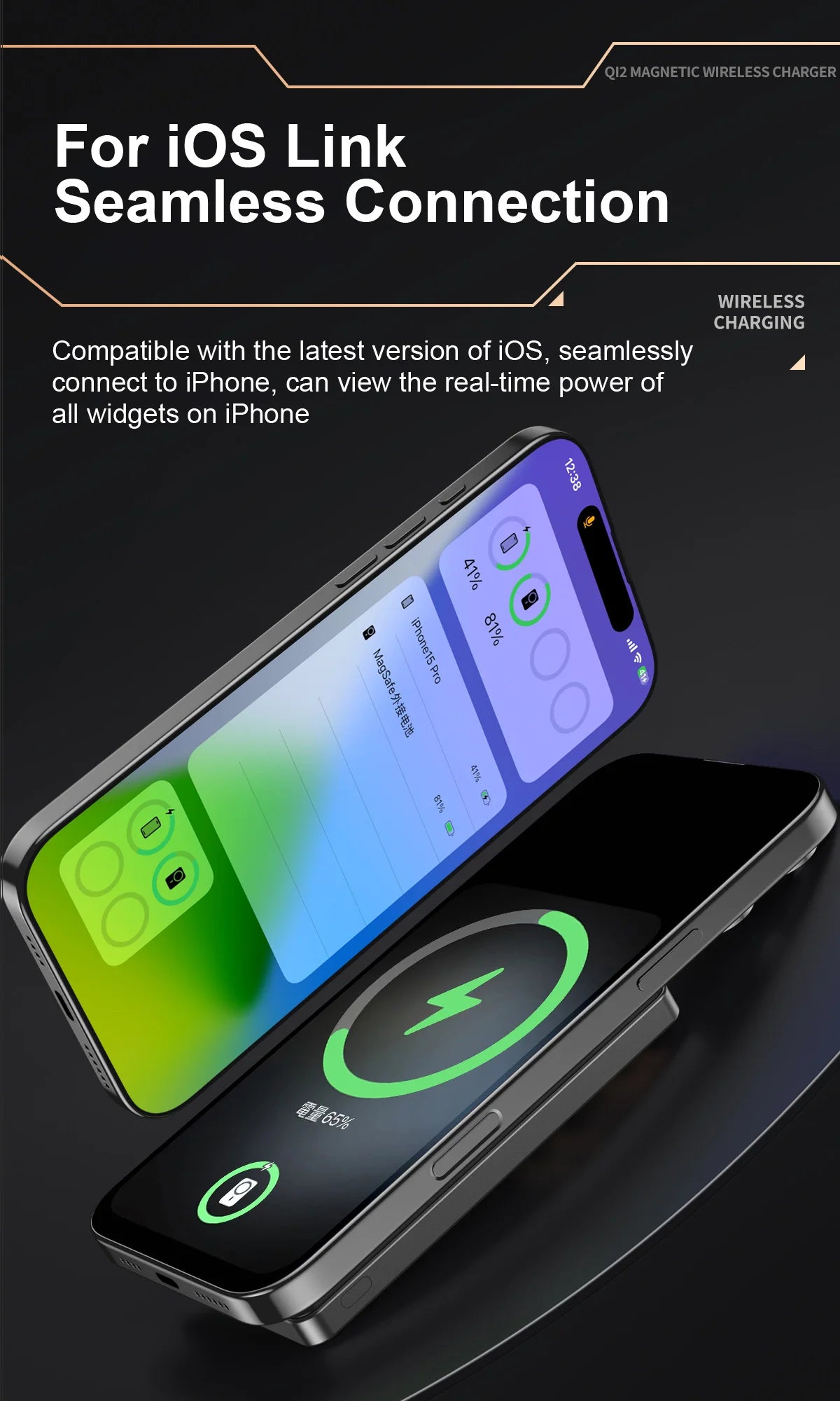 CrownQu Fast Magnetic Wireless Power Bank for iPhone Users