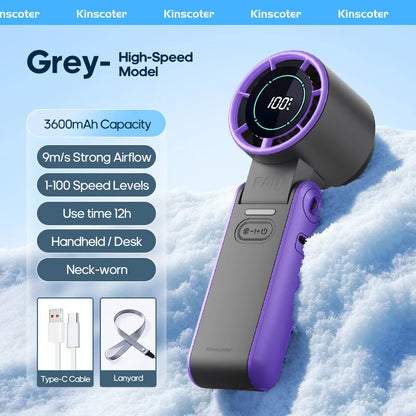 Kinscoter Handheld Fan, 100-Speed Cooling for Travel