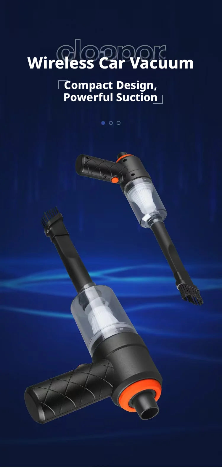 Portable Car Vacuum Cleaner With 2 In 1 Suction Blower