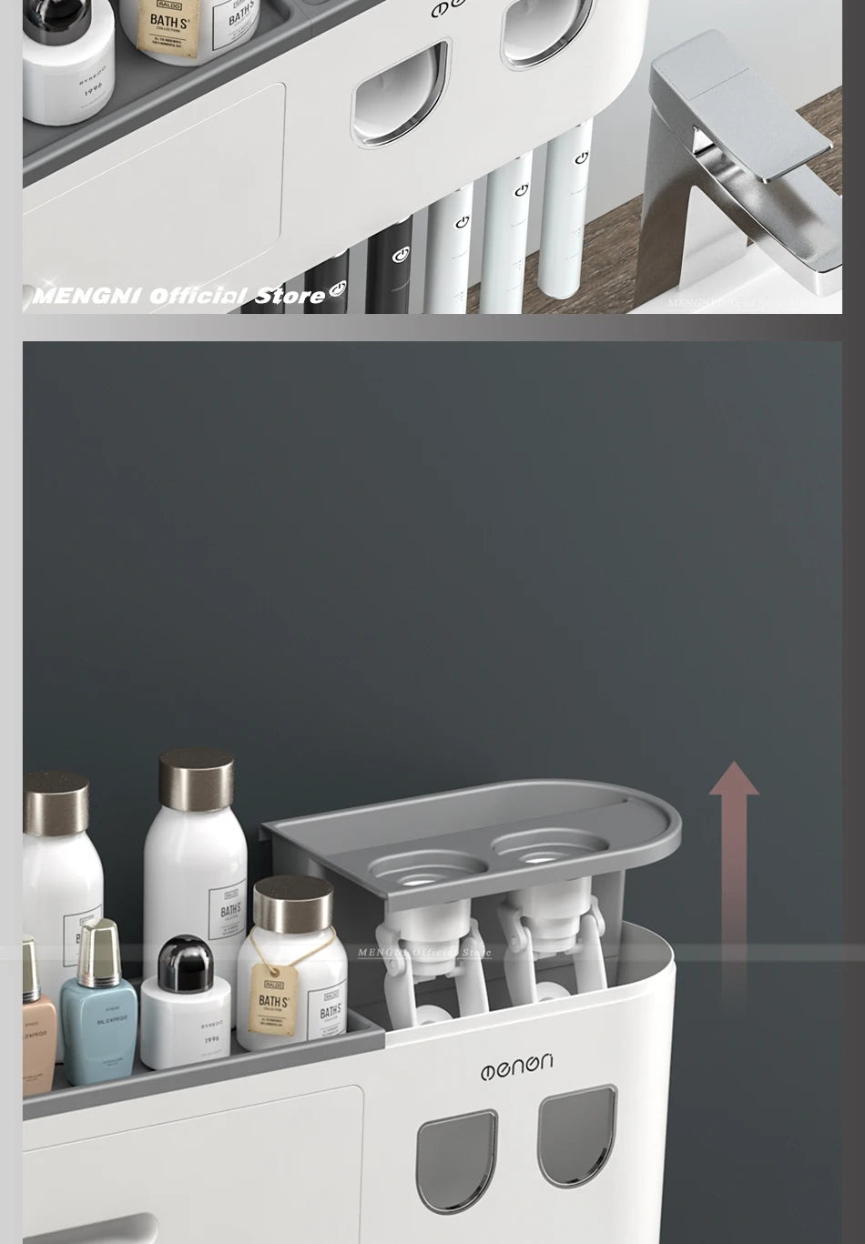 MENGNI Magnetic Wall Toothbrush Holder With Toothpaste Squeezer