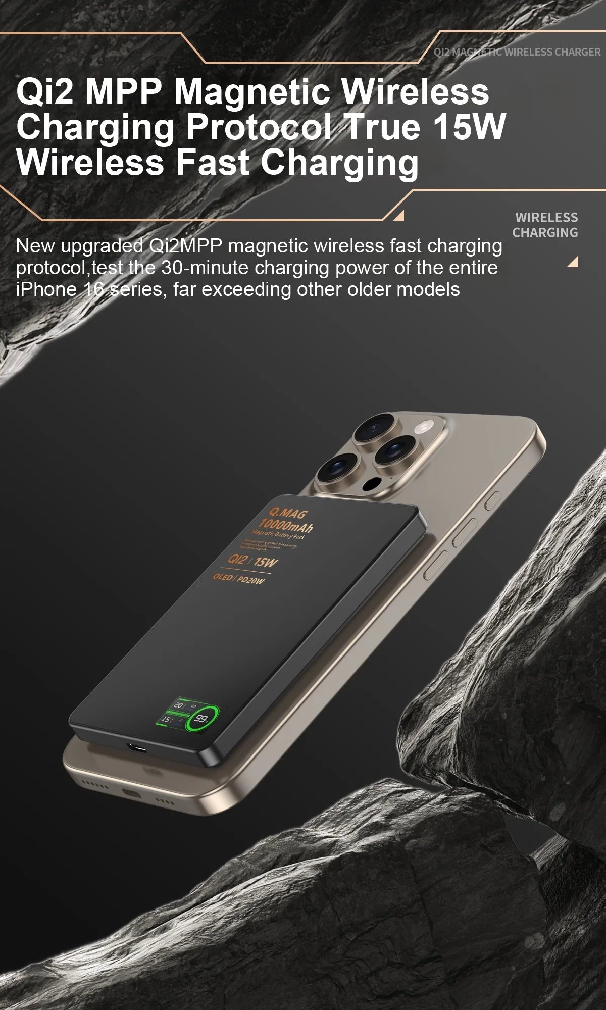 CrownQu Fast Magnetic Wireless Power Bank for iPhone Users