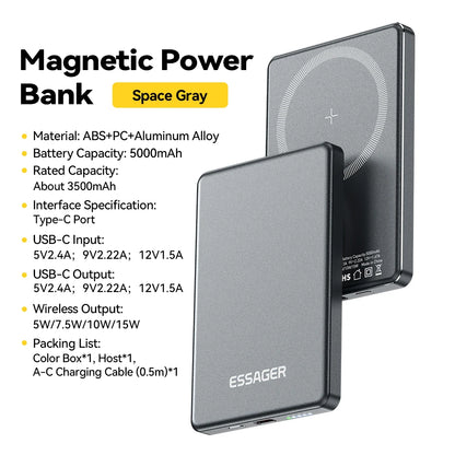 Essager Magnetic Wireless Power Bank 5000mAh 20W Fast Charging for iPhone