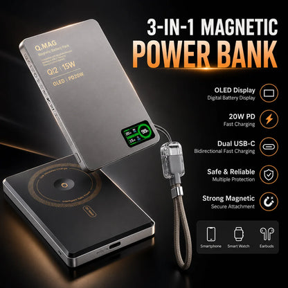 CrownQu Fast Magnetic Wireless Power Bank for iPhone Users