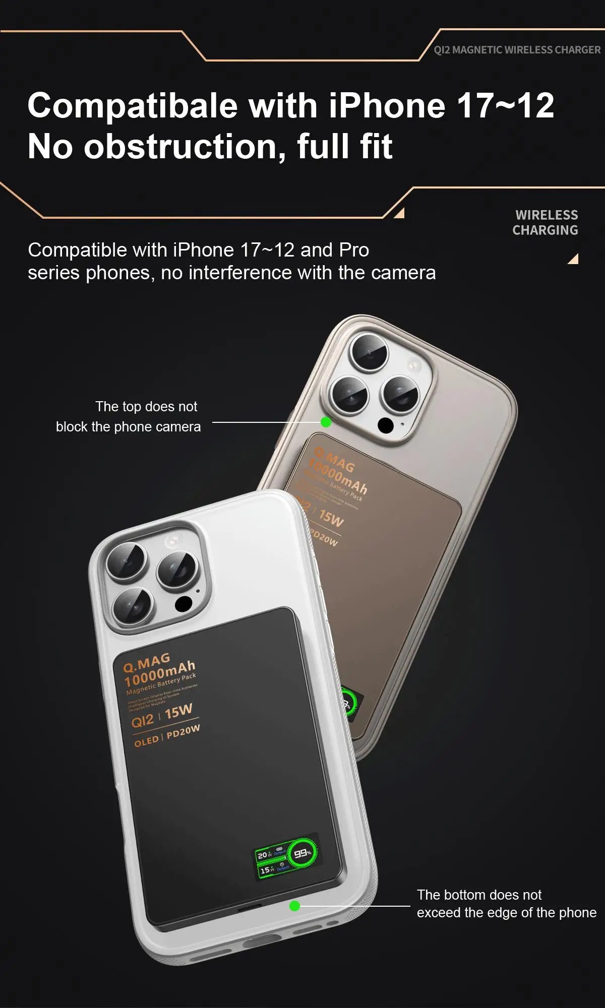 CrownQu Fast Magnetic Wireless Power Bank for iPhone Users