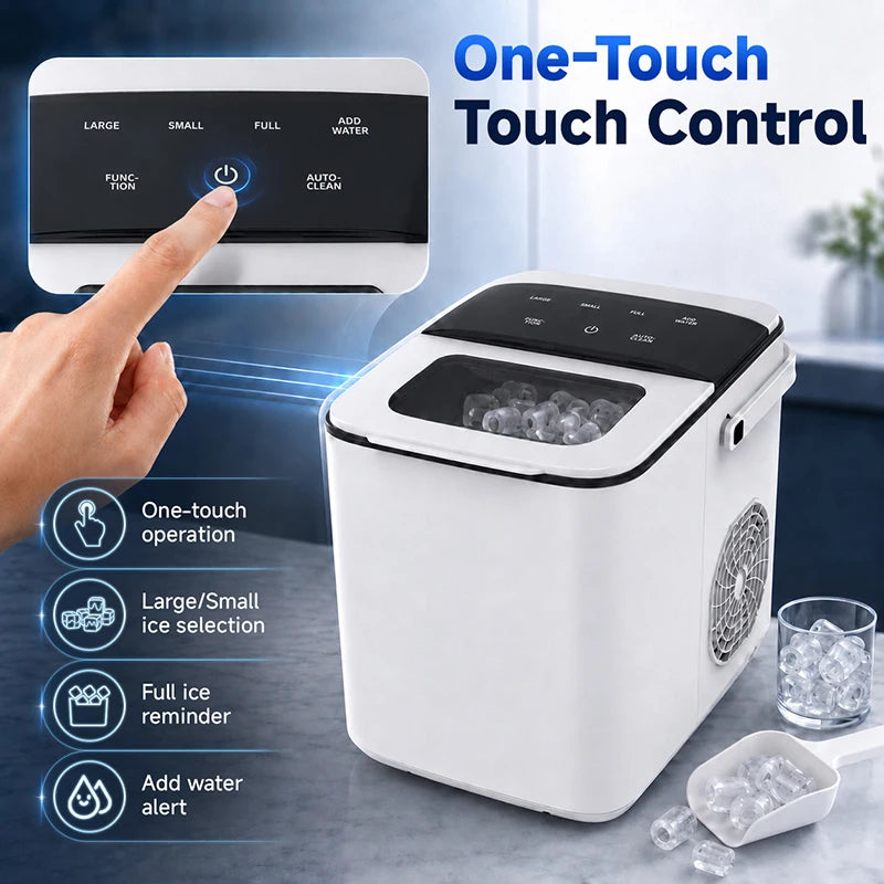 Portable Bullet Ice Maker for Home Fast Self Cleaning Machine