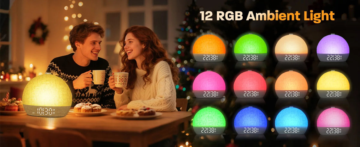 Sunrise Alarm Clock With White Noise RGB Night Light for Better Sleep