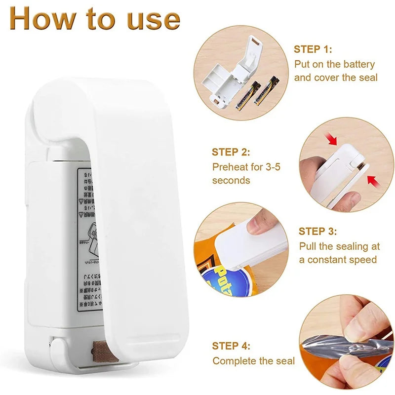 Mini Heat Bag Sealer, Handheld Food Saver for Home Cooks