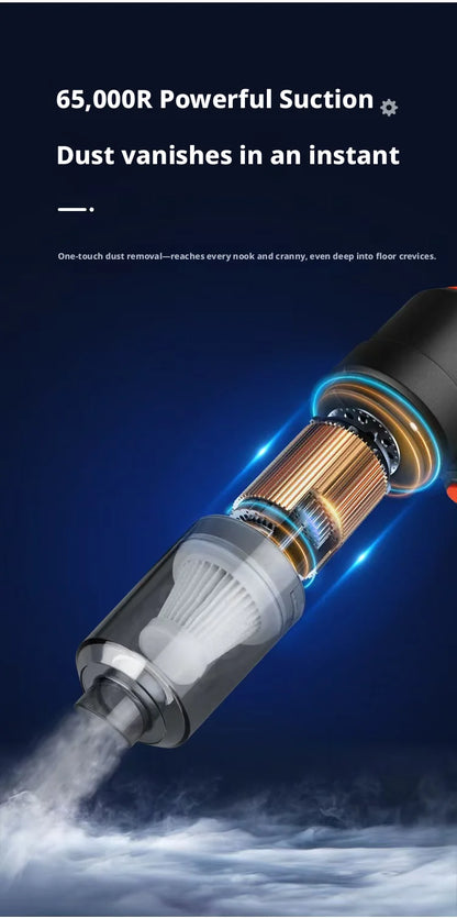 Portable Car Vacuum Cleaner With 2 In 1 Suction Blower