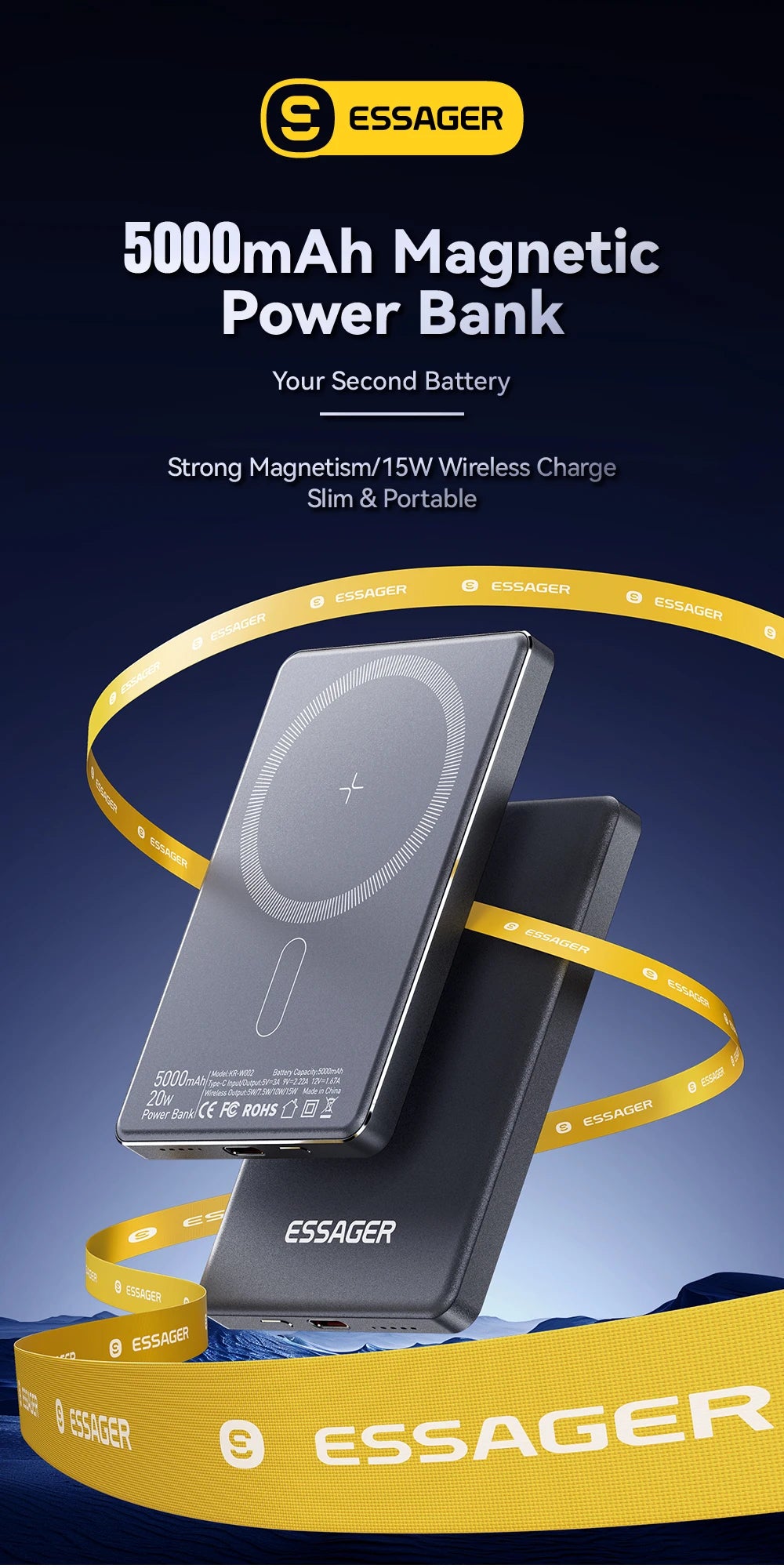 Essager Magnetic Wireless Power Bank 5000mAh 20W Fast Charging for iPhone