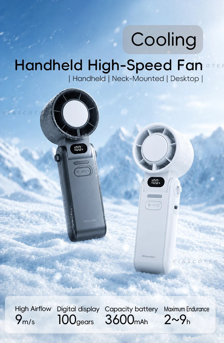 Kinscoter Handheld Fan, 100-Speed Cooling for Travel