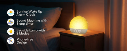 Sunrise Alarm Clock With White Noise RGB Night Light for Better Sleep