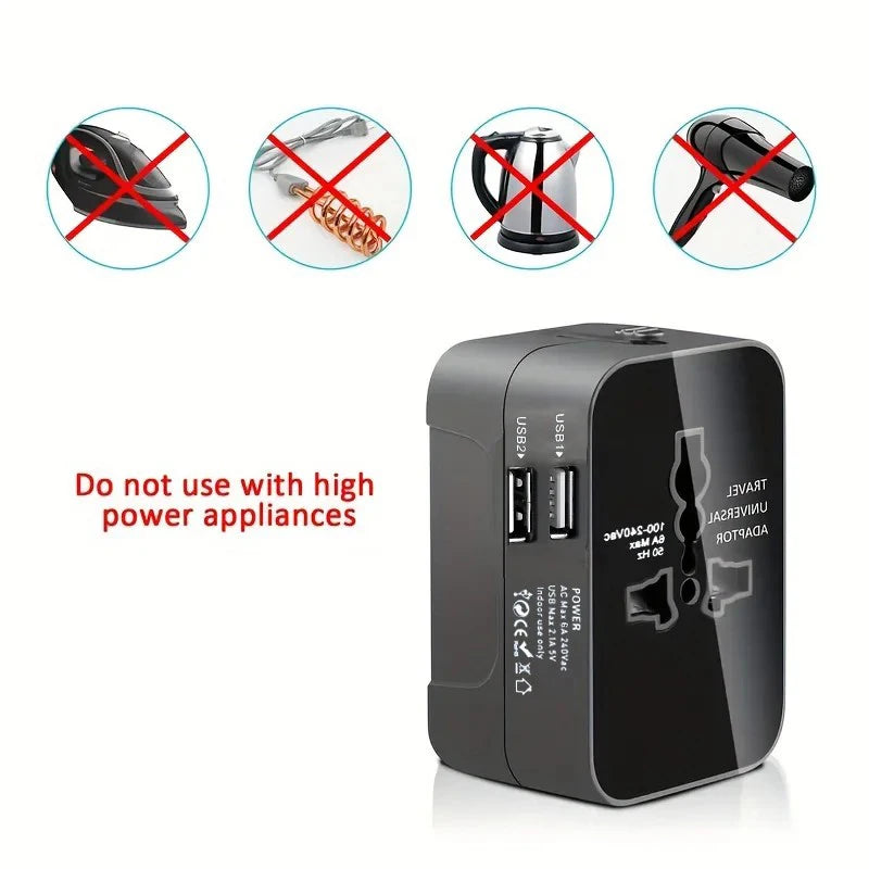 Universal Travel Adapter With Dual USB Ports For Travelers