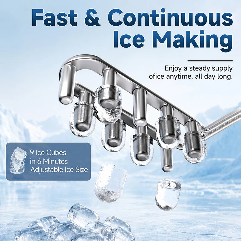 Portable Bullet Ice Maker for Home Fast Self Cleaning Machine