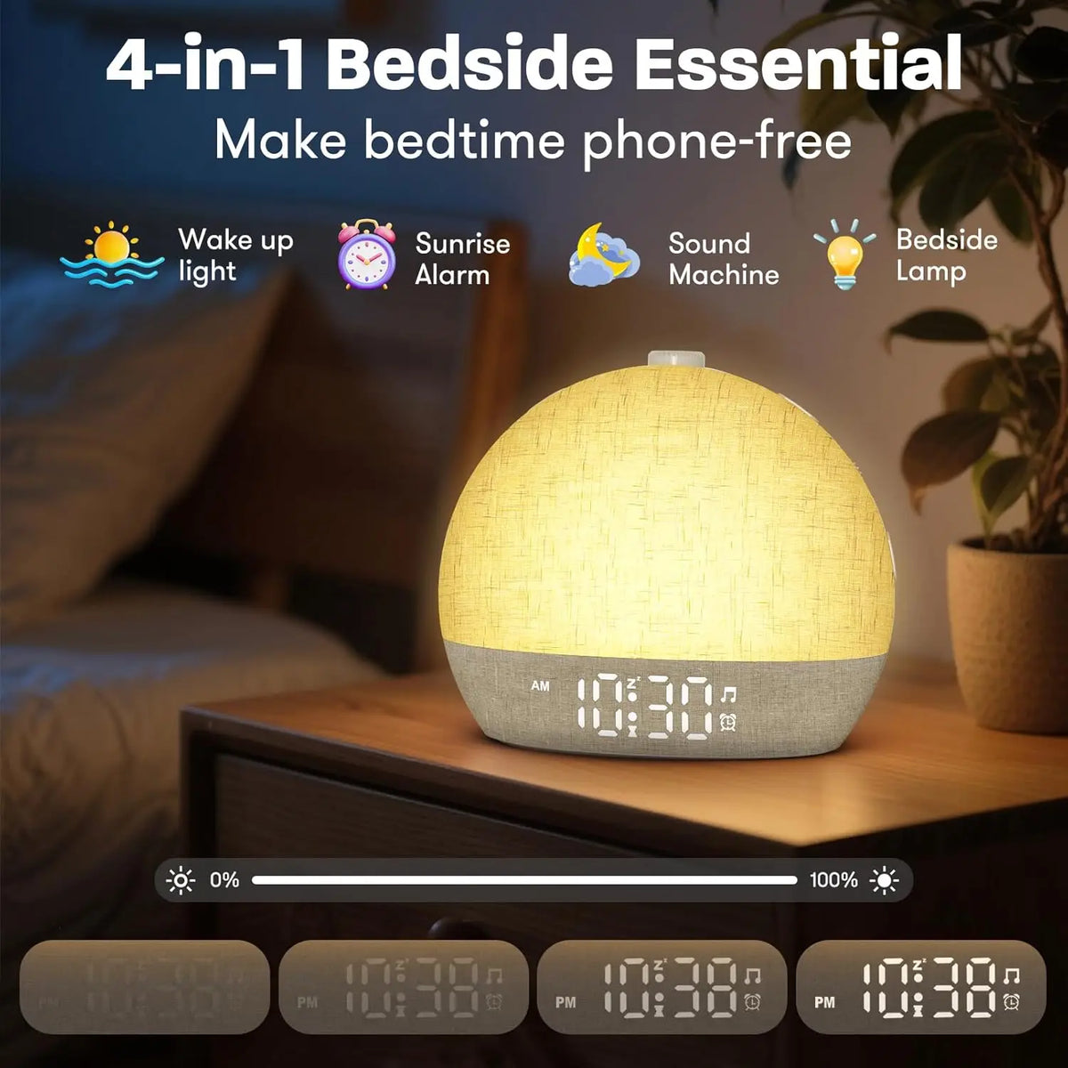 Sunrise Alarm Clock With White Noise RGB Night Light for Better Sleep