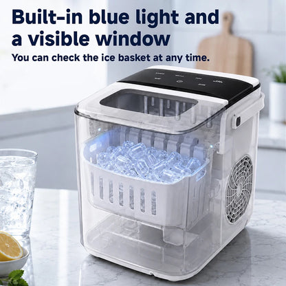 Portable Bullet Ice Maker for Home Fast Self Cleaning Machine
