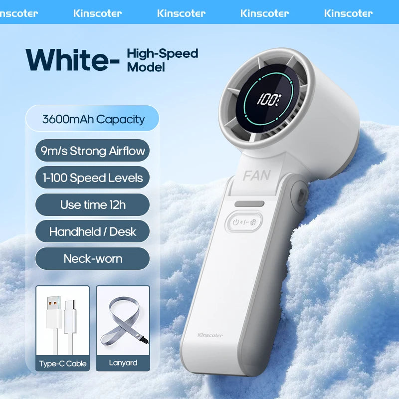 Kinscoter Handheld Fan, 100-Speed Cooling for Travel