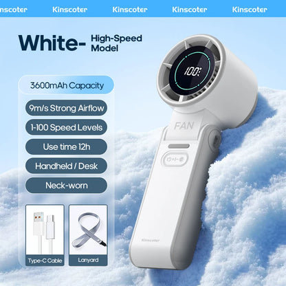 Kinscoter Handheld Fan, 100-Speed Cooling for Travel