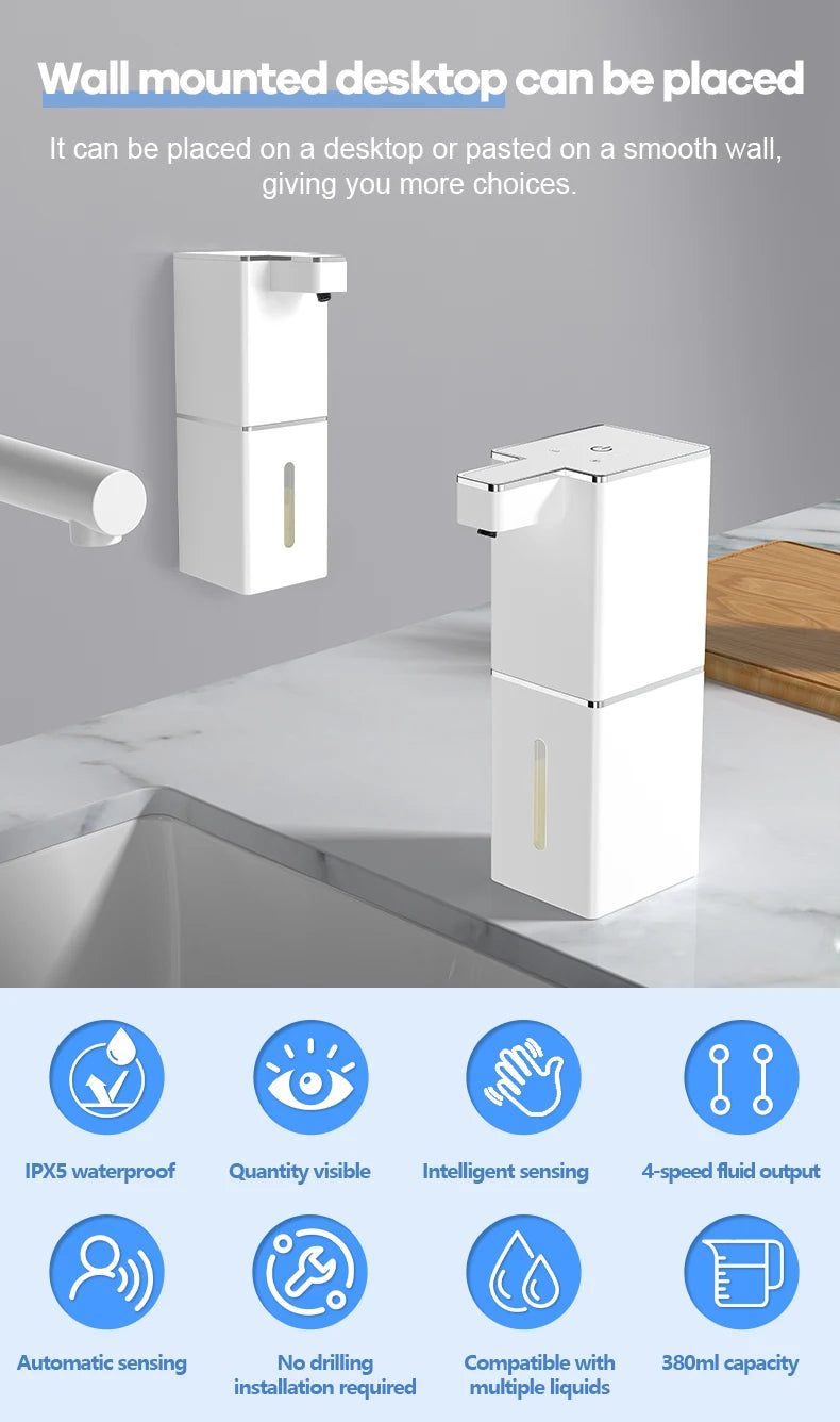 DONASIRA Wall Mounted Touchless Soap Dispenser for Kitchen and Bath