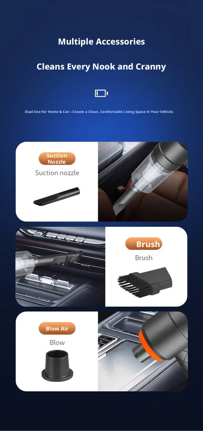 Portable Car Vacuum Cleaner With 2 In 1 Suction Blower
