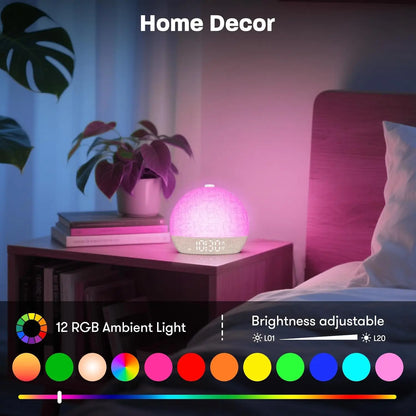 Sunrise Alarm Clock With White Noise RGB Night Light for Better Sleep
