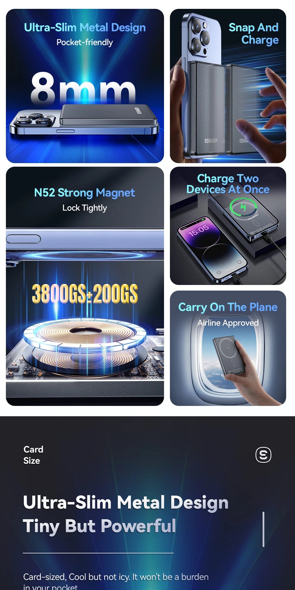 Essager Magnetic Wireless Power Bank 5000mAh 20W Fast Charging for iPhone