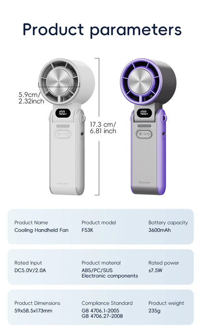 Kinscoter Handheld Fan, 100-Speed Cooling for Travel