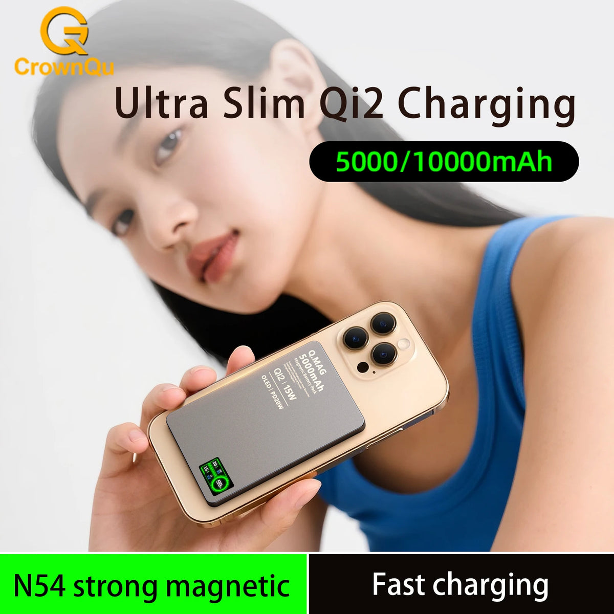 CrownQu Fast Magnetic Wireless Power Bank for iPhone Users