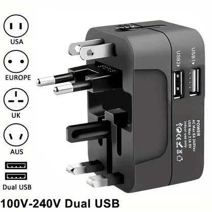 Universal Travel Adapter With Dual USB Ports For Travelers