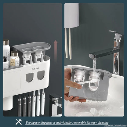 MENGNI Magnetic Wall Toothbrush Holder With Toothpaste Squeezer