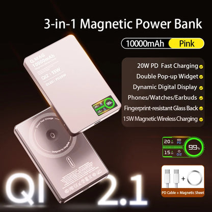 CrownQu Fast Magnetic Wireless Power Bank for iPhone Users