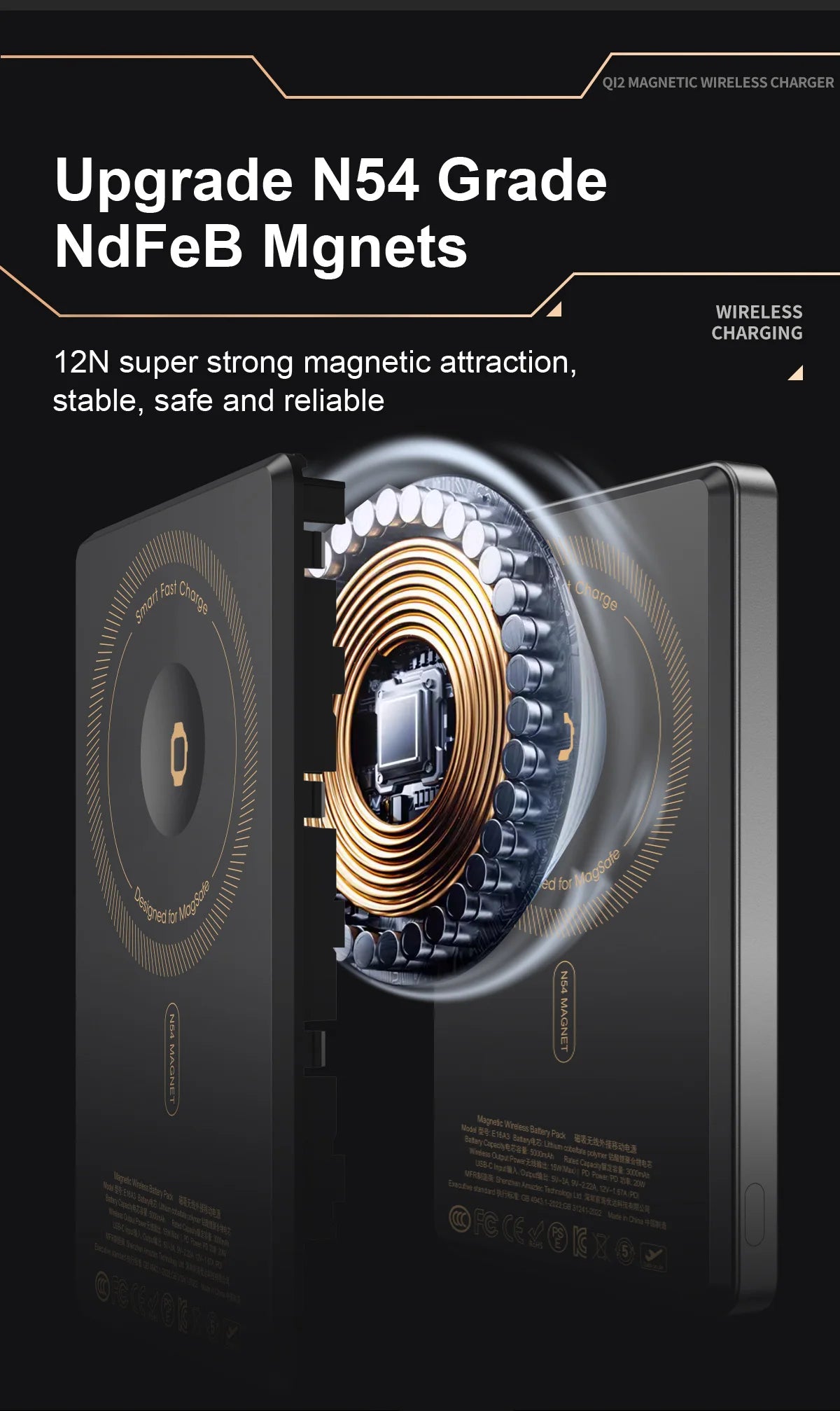 CrownQu Fast Magnetic Wireless Power Bank for iPhone Users
